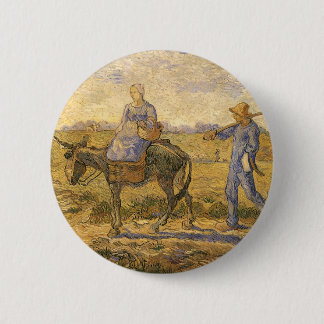 Chapa Redonda De 5 Cm Vincent van Gogh - Pareja campesina va a trabajar