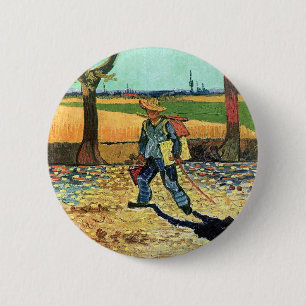 Chapa Redonda De 5 Cm Vincent Van Gogh - Pintor camino al trabajo