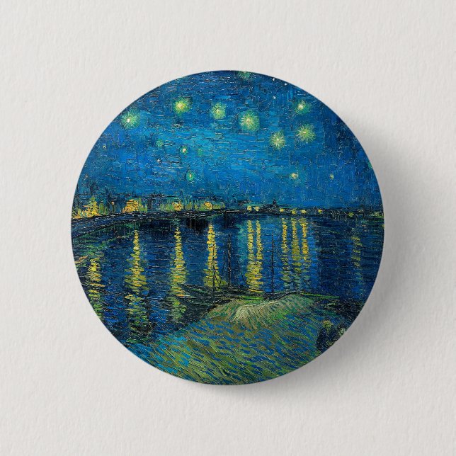 Chapa Redonda De 5 Cm Vincent Van Gogh Starry Night Over the Rhone (Anverso)