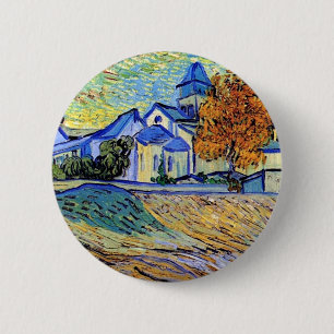 Chapa Redonda De 5 Cm Vincent Van Gogh - Vista del asilo y capilla