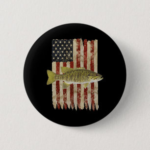 Chapa Redonda De 5 Cm Vinculado A La Libertad Patriótico Smallmouth Pesc