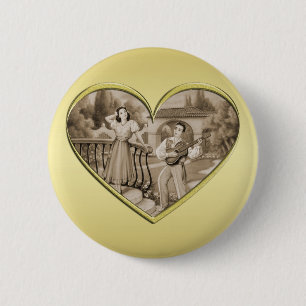 Chapa Redonda De 5 Cm Viñeta Romance, hombre y mujer, oro