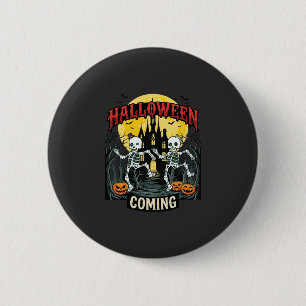 Chapa Redonda De 5 Cm Viniendo Halloween Esqueletos Bailando Castillo Ca