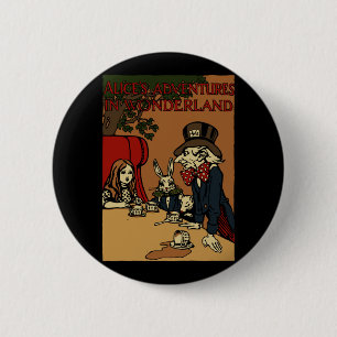 Chapa Redonda De 5 Cm Vintage Alice Cover Mad Tea Fiesta