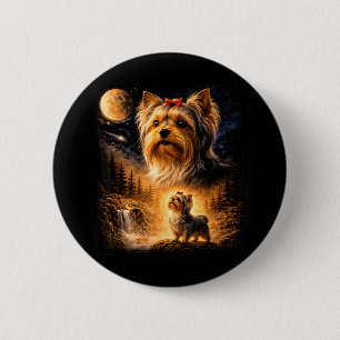 Chapa Redonda De 5 Cm Vintage años 90 Yorkshire Terrier aullando a la lu