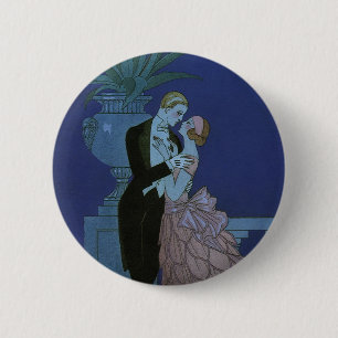Chapa Redonda De 5 Cm Vintage Art Deco Newlyweds, Oui de George Barbier
