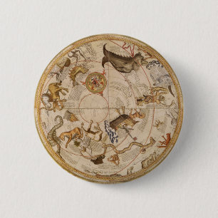 Chapa Redonda De 5 Cm Vintage Astronomy, Celestial Planisphere Star Map