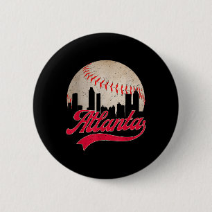 Chapa Redonda De 5 Cm Vintage Atlanta Baseball Cityscape Hombres Mujeres