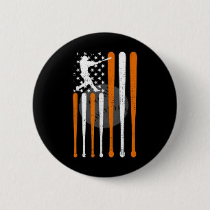 Chapa Redonda De 5 Cm Vintage Béisbol Americano Bandera Espíritus De Béi