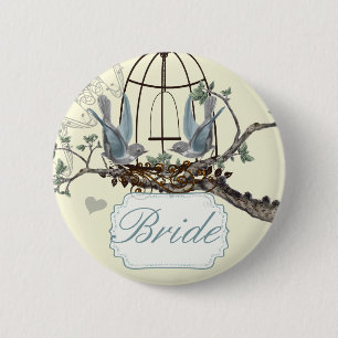 Chapa Redonda De 5 Cm Vintage Bluebird Amo Aves Bodas Badges