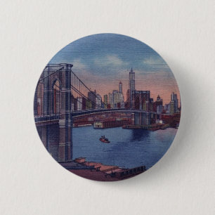 Chapa Redonda De 5 Cm Vintage Brooklyn Bridge