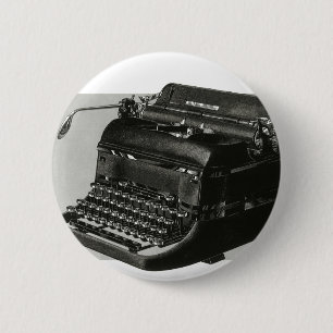 Chapa Redonda De 5 Cm Vintage Business, antigua máquina de escribir manu
