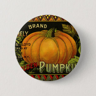 Chapa Redonda De 5 Cm Vintage Can Label Art, Mariposa Calabaza Vegetable