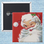 Chapa Redonda De 5 Cm Vintage Christmas, Jolly Winking Santa Claus<br><div class="desc">Diseño de vacaciones de Navidades de ilustracion de época con un feliz y alegre Santa Claus usando un gorra y guiñando el ojo como si tuviera un secreto. Ho,  ho,  ho,  ¡Feliz Navidad!</div>