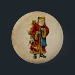 Chapa Redonda De 5 Cm Vintage Christmas Old World Santa Claus<br><div class="desc">Un botón con un viejo Navidad del Viejo Mundo, Santa Claus. El clásico santa del viejo mundo, con su famoso abrigo rojo y llevando una bolsa llena de juguetes. Este Santa de la vieja usanza es delgado y tiene un bastón para caminar por la tierra regalando juguetes a todos los...</div>