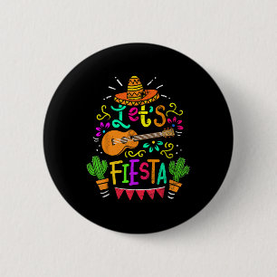 Chapa Redonda De 5 Cm Vintage Cinco De Mayo Cactus Sombrero Guitar