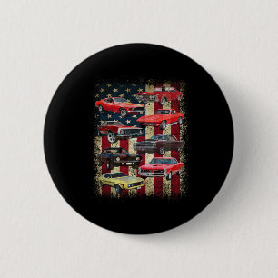 Chapa Redonda De 5 Cm Vintage Clic Muscle Car Retro Bandera Estadouniden
