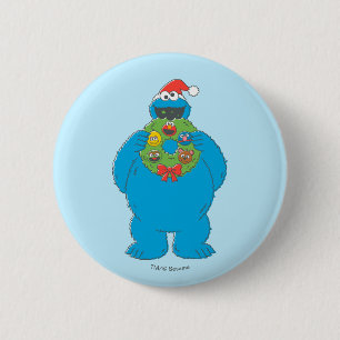Chapa Redonda De 5 Cm Vintage Cookie Monster Navidades Wreath