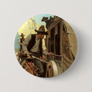 Chapa Redonda De 5 Cm Vintage Cowboys, El bandido admirable por NC Wyeth