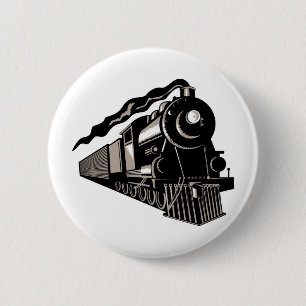 Chapa Redonda De 5 Cm vintage de la locomotora del tren del vapor
