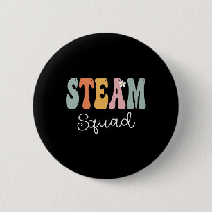 Chapa Redonda De 5 Cm Vintage de Steam Squad Retro Groovy Happy First Da