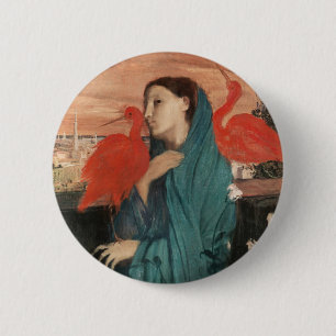 Chapa Redonda De 5 Cm Vintage Edgar Degas Joven Mujer con Ibis Arte