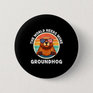 Chapa Redonda De 5 Cm Vintage El Mundo Necesita Más Marmota Retro Marmot