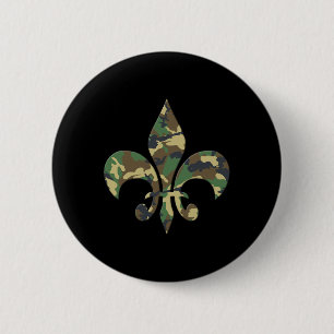 Chapa Redonda De 5 Cm Vintage Fleur De Lis Camo New Orleans Nola Mardi G