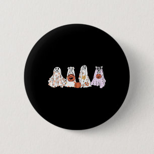 Chapa Redonda De 5 Cm Vintage Floral Ghost Dog Happy Halloween Doover