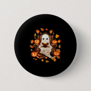 Chapa Redonda De 5 Cm Vintage Ghost Reading Book Amantes del Halloween g