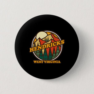 Chapa Redonda De 5 Cm Vintage Hendricks West Virginia Montaña Senderismo