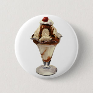 Chapa Redonda De 5 Cm Vintage Hot Fudge Ice Cream Sundae Postres
