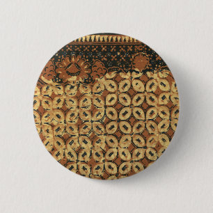 Chapa Redonda De 5 Cm Vintage Indonesio Patrón Batik Kawung Rústico