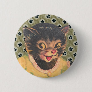 Chapa Redonda De 5 Cm Vintage Kitty Cat Pin Old Pictures