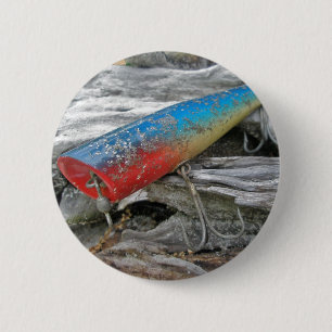 Chapa Redonda De 5 Cm Vintage Lure Blue Streak Tackle Co Waltham MAMÁES