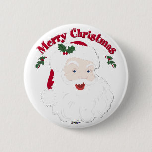 Chapa Redonda De 5 Cm Vintage Merry Christmas Santa