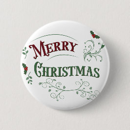 Chapa Redonda De 5 Cm Vintage Merry Christmas Typography