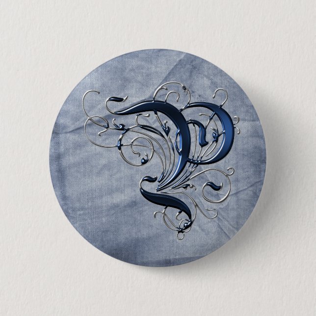 Chapa Redonda De 5 Cm Vintage P inicial (Anverso)