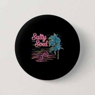 Chapa Redonda De 5 Cm Vintage Palm Tree Beach Vibes Retro Salty Summer S