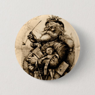 Chapa Redonda De 5 Cm Vintage Papá Noel