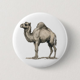 Chapa Redonda De 5 Cm Vintage Realistic Camel Illustration-Desert Camel