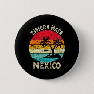Chapa Redonda De 5 Cm Vintage Retro México Riviera Maya