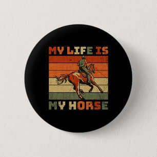 Chapa Redonda De 5 Cm Vintage Retro Mi Vida Es Mi Caballo