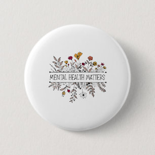 Chapa Redonda De 5 Cm Vintage Retro Wildflower Salud Mental S Conciencia
