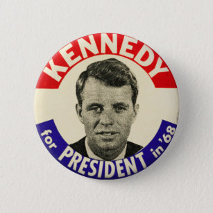 Chapa Redonda De 5 Cm Vintage Robert Kennedy Para Presidente Pin 1968