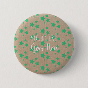 Chapa Redonda De 5 Cm Vintage Rustic Stars Pattern Kraft Paper Green