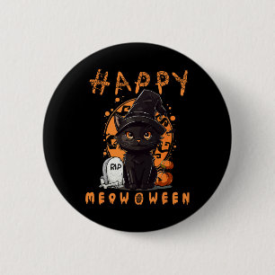 Chapa Redonda De 5 Cm Vintage Scary Halloween Black Cat Costume