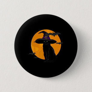 Chapa Redonda De 5 Cm Vintage Scary Halloween Black Cat Costume Bruja Ha