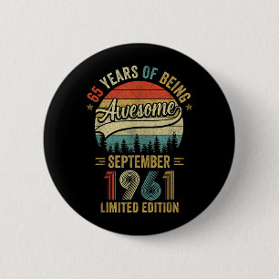 Chapa Redonda De 5 Cm Vintage septiembre 1961 65 años 65 cumpleaños