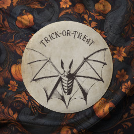 Chapa Redonda De 5 Cm Vintage Skeletal Bat Halloween